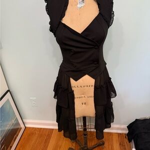 Hot Topic Black Ruffled Vest